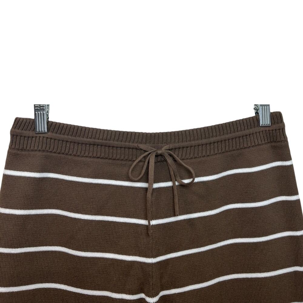 La Ligne - Women's 'Leo' Knit Shorts, High-Rise, Stripe - Tan/Cream, Large - Picture 6 of 12